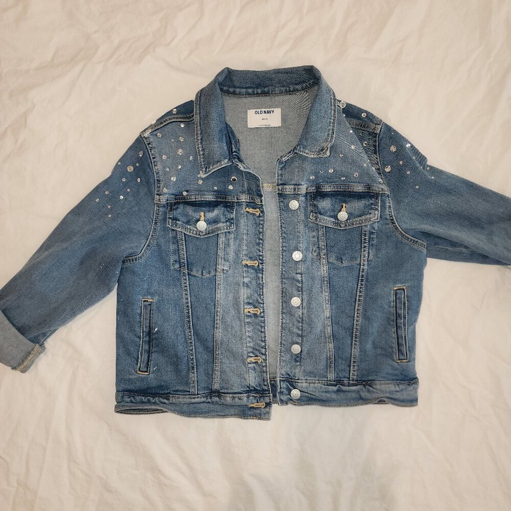 Cutom Painted and Rhinestoned Old Navy jacket in size XXL Child (18)